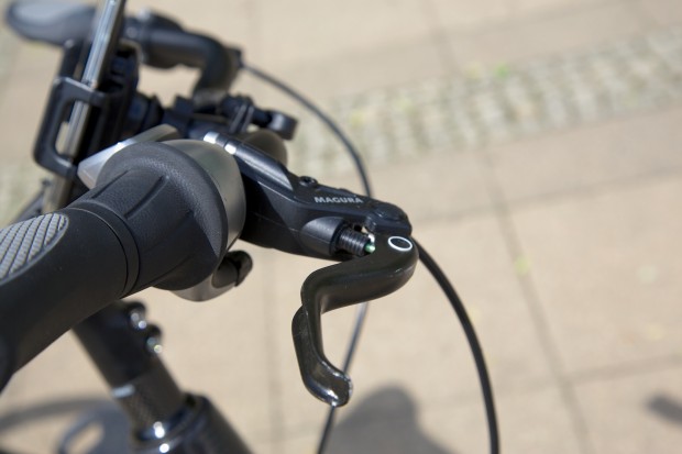 Die Bremsen des Visiobike stammen von Magura. (Bild: Michael Wieczorek/Golem.de)